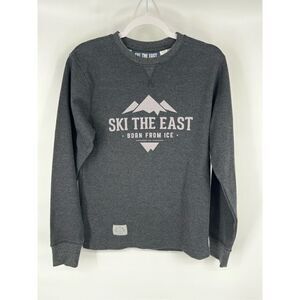 Ski The East Waffle Knit Long Sleeve Logo Shirt Charcoal Gray Men's Size Small